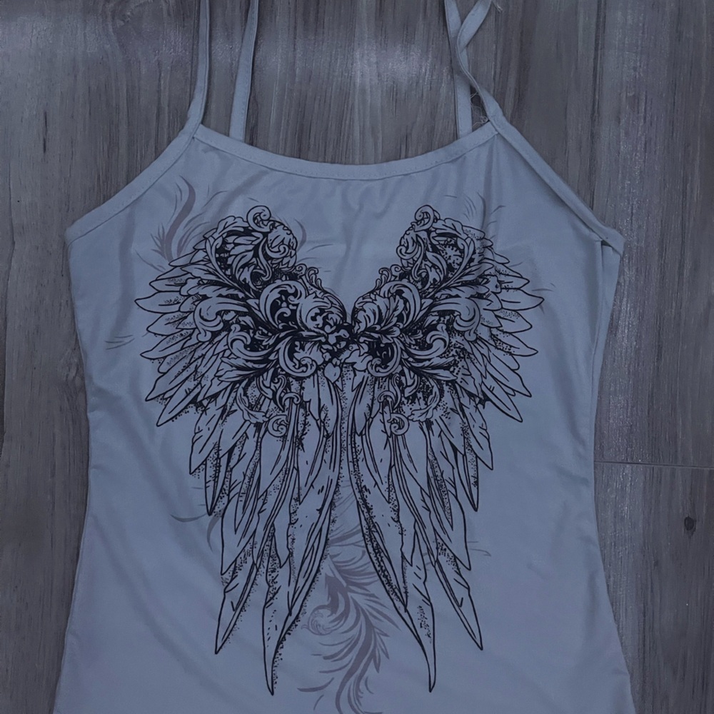 White and black angel wings cropped tee #angelwings